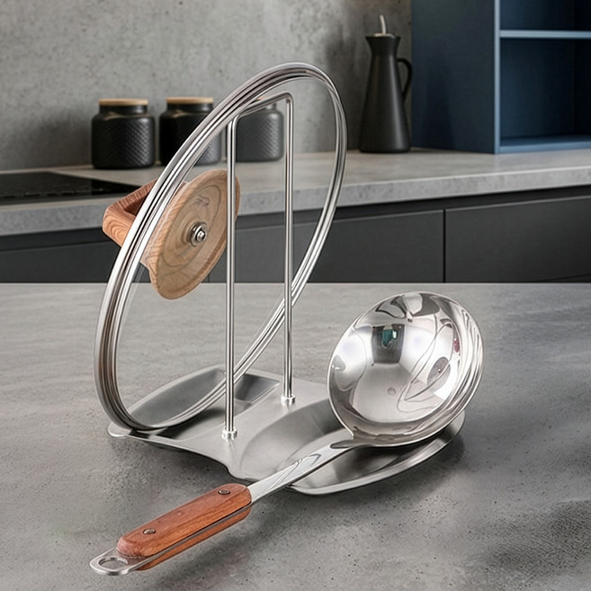 다퍼남 스텐 냄비뚜껑 국자 거치대, 실버, 1개