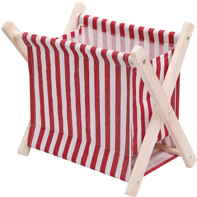 인테리어 테이블 수납함 스트라이프 레드 BGN055, 1개