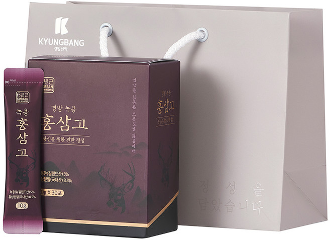 경방신약 녹용홍삼고 스틱 10g x 30p + 쇼핑백, 300g, 1세트