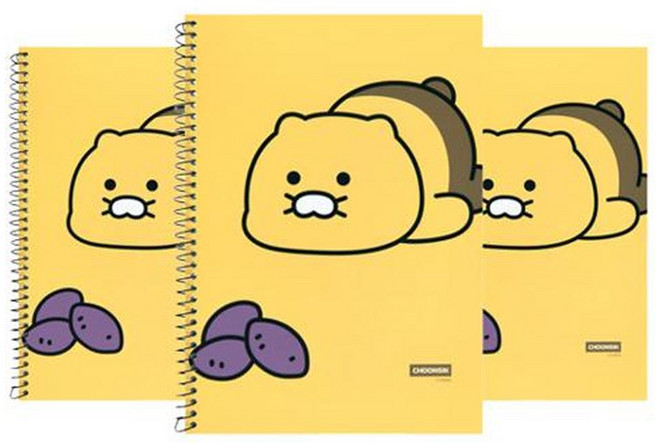 KAKAO FRIENDS 春植 線圈練習本筆記本, 3本, 黃色