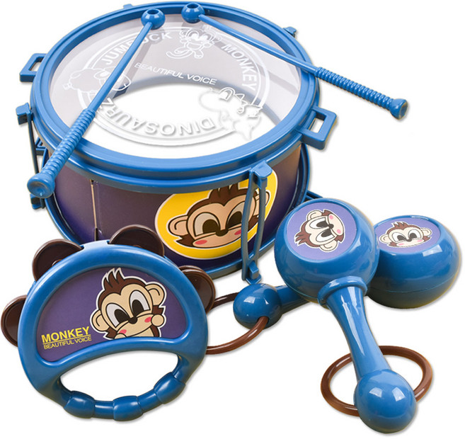 드럼 마라카스 탬버린 악기놀이 세트, 파랑, 1개
