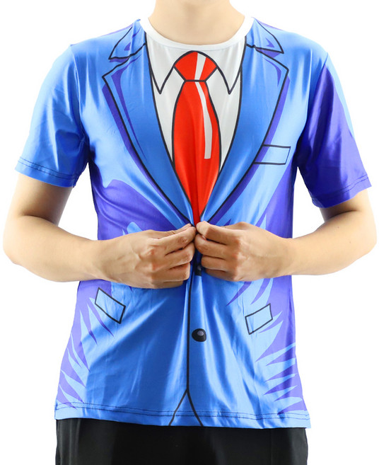 STUPID 趣味西裝T恤, 藍色, 1個