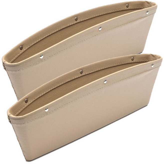 큐에스스포츠 차량용 가죽 사이드 포켓 베이지, 2개