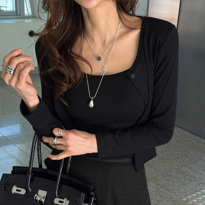 난닝구 여성용 호크벨 나시 + 가디건 세트