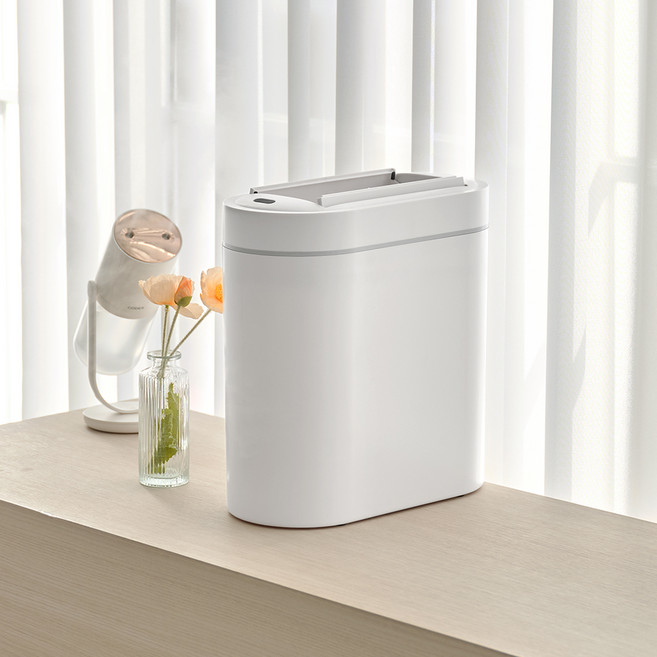 하우스레시피 밀리 에어핏 양문형 센서휴지통 7L, 화이트