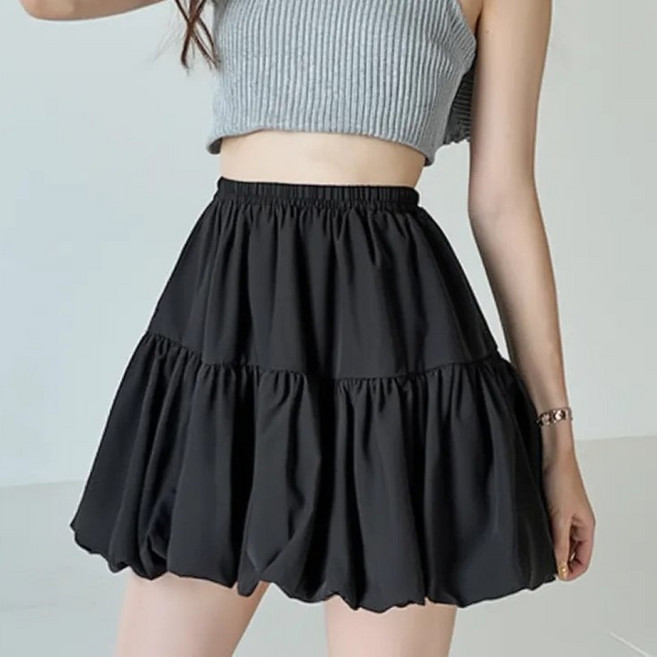 언헤브 여성용 볼륨 밴딩 미니 스커트