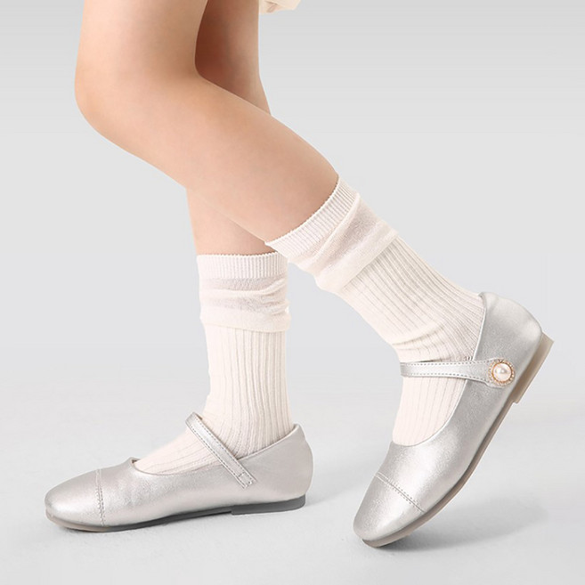 비단길 아동용 러쉬 반짝이 중목 양말