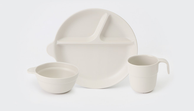 나인웨어 국산 포레 홈 1인 세트, 아이보리, 핸디컵 + 스몰볼 + 미디엄 플레이트, 1세트