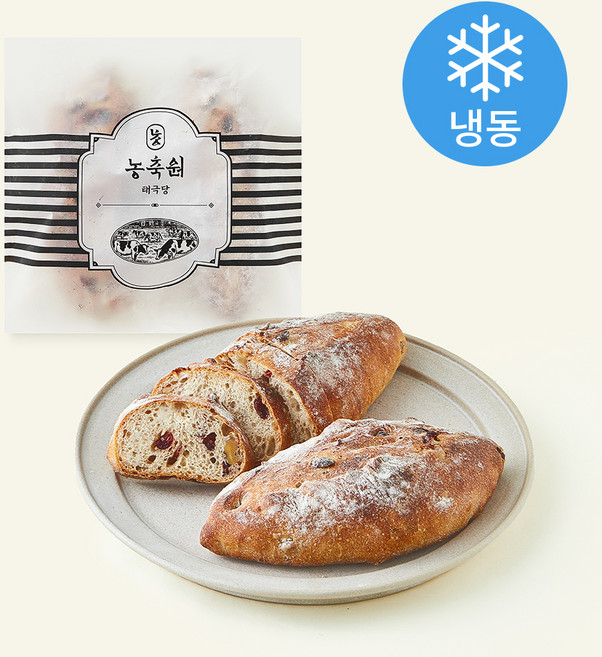 태극당 농축원 발효종 통밀 크랜베리 호두 깜빠뉴 2개입 (냉동), 380g, 1개