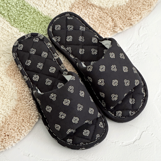 데미무드 모노 카본 패턴 3중쿠션 거실 실내화, 블랙, 1개