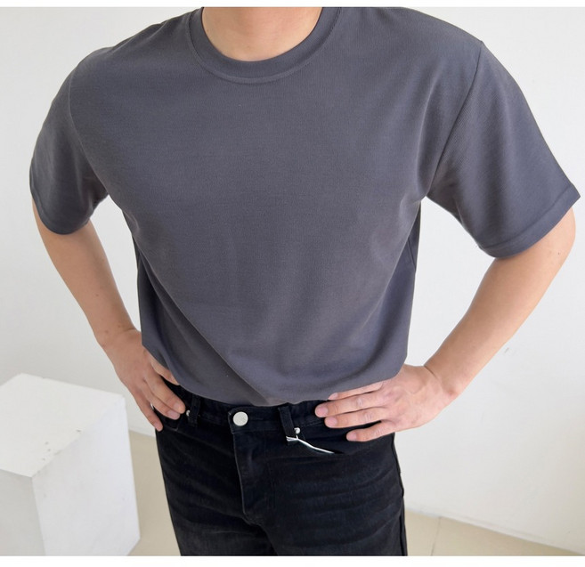 디스페로 남성용 머슬핏 니트 반팔 티셔츠