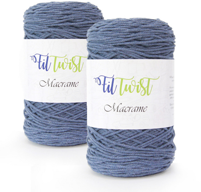 쎄비 필 트위스트 마크라메 뜨개실 250g, 5데님블루, 2개