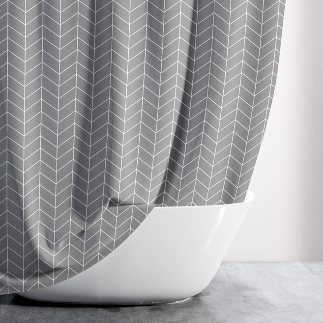 욕실 패브릭 방수 샤워커튼, 헤링본그레이, 1개