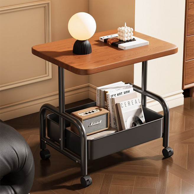 soonZAM 整理收納架 移動式推車 小型, 黑色, 2層