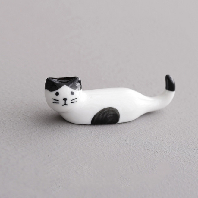 파라주니 세라믹 고양이 테이블 데코 젓가락 받침대 HJ1381, 블랙, 2개