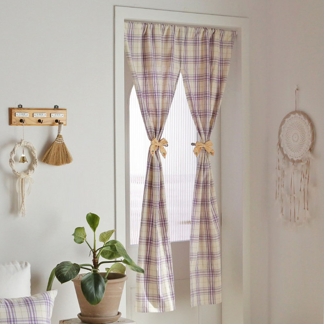 데코토닉 캐쥬얼 체크 도어 가리개 커튼