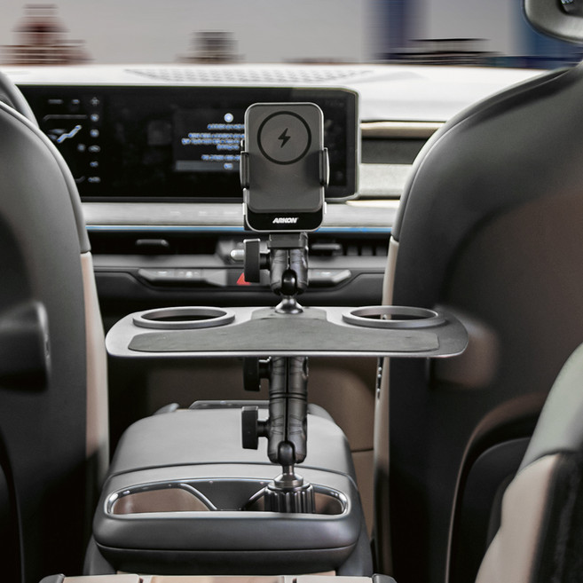 ARKON 맥포드 스위블로버스트 차량용 맥세이프 무선충전 컵홀더 트레이 핸드폰 거치대, 블랙, TLWRAMWC323