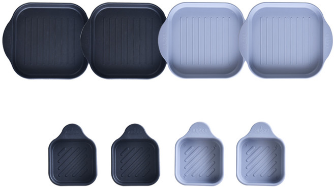 디유 전자레인지용 큐티 나눔접시 세트, 1세트, 블랙플레이트(2P) + 블랙소스볼(2P) + 그레이플레이트(2P) + 그레이소스볼(2P), 블랙 + 그레이