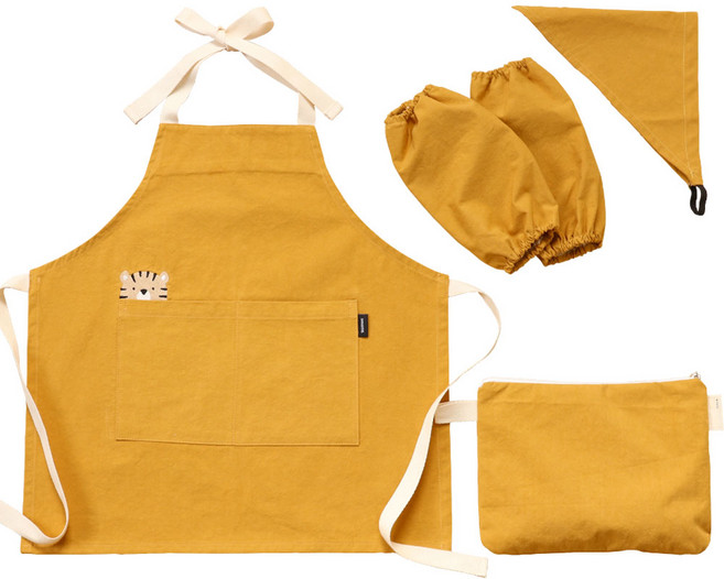 세맘스 아동용 프렌즈 타이거 앞치마 + 두건 + 토시 + 파우치 세트