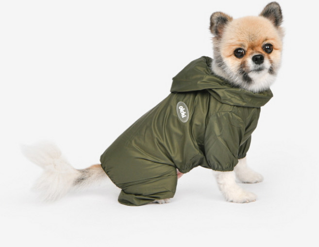 올치 퍼피아 강아지 캔디 초경량 올인원 우비 RM6274 + 파우치, 카키, 1개