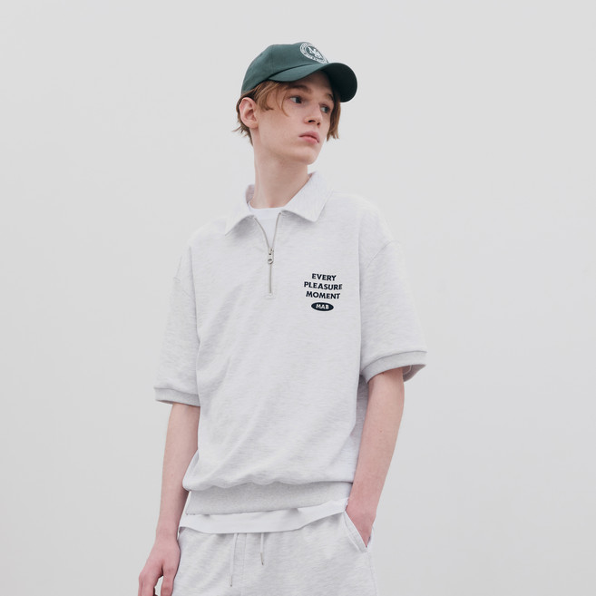 Mind Bridge 男款MAB圖案半拉鍊寬鬆大學T MXTS3155