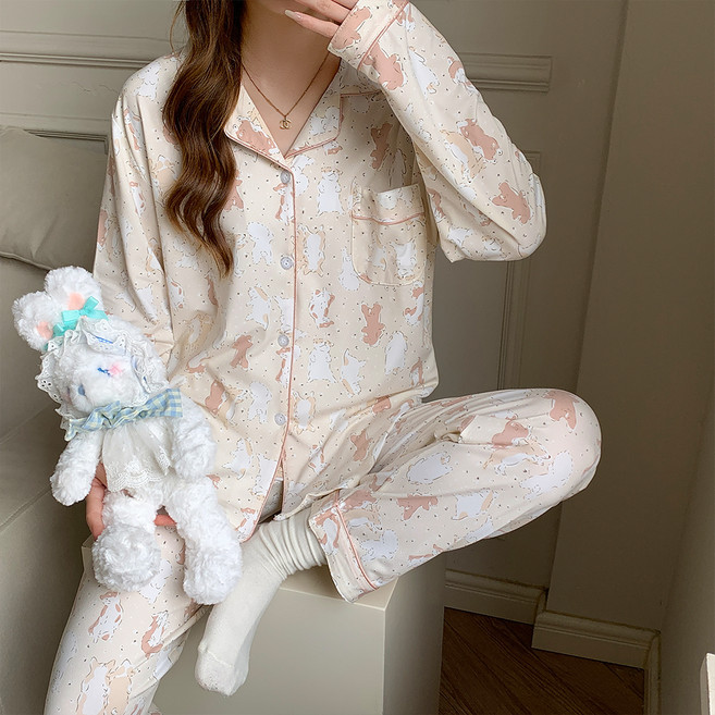 안나앤코 여성용 파스텔퍼피 긴팔 파자마 상하의 세트