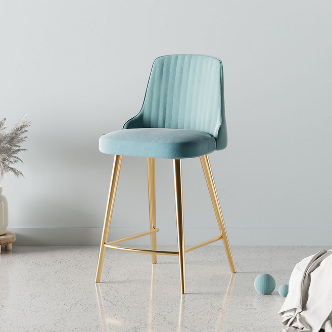 가구느낌 시엘 벨벳 골드바 체어, 민트, 2개