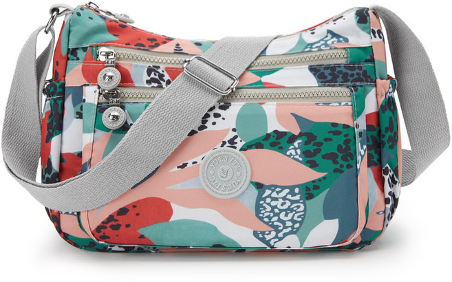 YUESITE 愛德愛迪 女款尼龍印花斜背包, 薄荷豹 多色