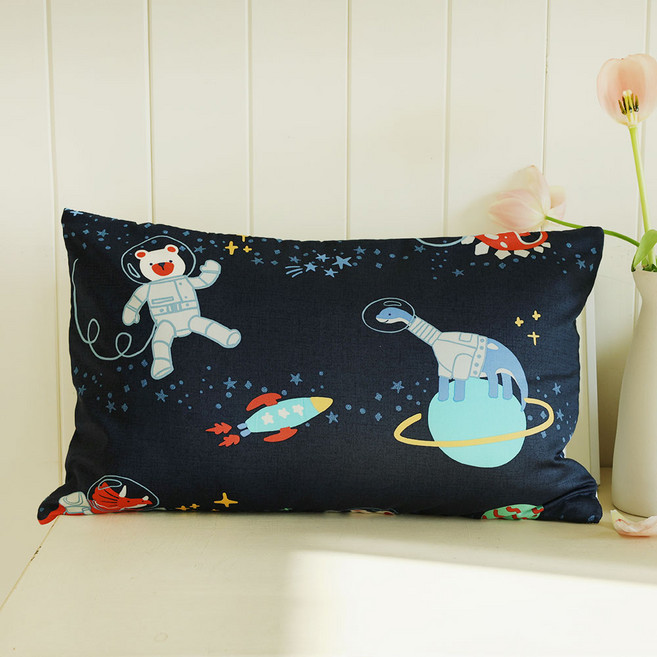 히요코베이비 모달코튼 듀라론 양면 베개 솜포함 베개커버, 스페이스디노