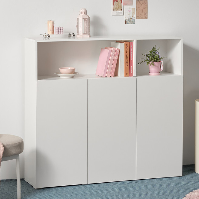 도모디자인 포지오 높은 상부오픈 수납장 1200 방문설치, 화이트