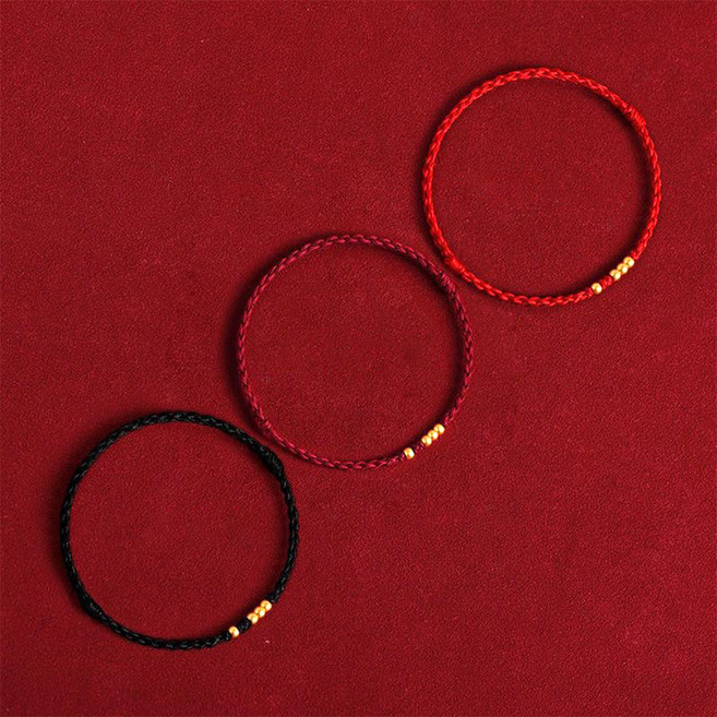 붓다베스트 여성용 금색볼 매듭실 소원 팔찌 3종 세트 + 선물 케이스