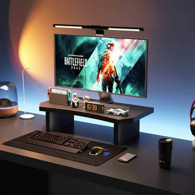 더플로우커머스 카본 와이드 데스크 선반 모니터 받침대 S(40 x 20 x 10 cm), 블랙