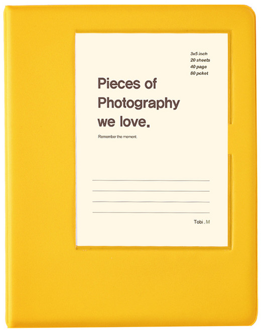 문구백서 비비드 3x5 포켓식 포토앨범, 옐로우(백색내지), 40매