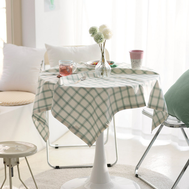 벨라이프 코지 주방 식탁보, 민트 체크, 2인(100 x 100 cm), 1개