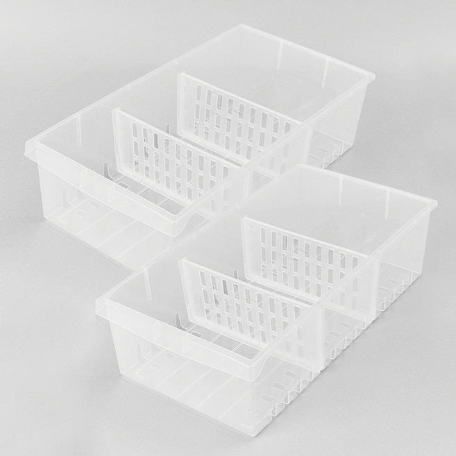 올유리빙 다용도 칸막이 정리함, 반투명, 2개