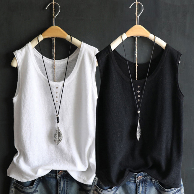 MarketA 女性基本款無袖背心T恤 2件組