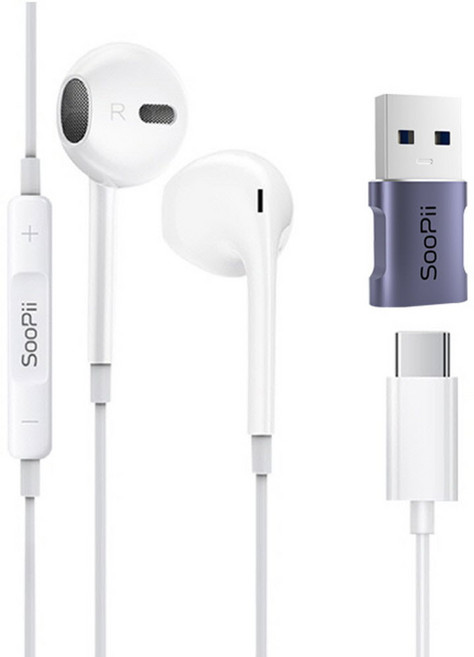 수피 USB겸용 C타입 이어폰, KE06GD12, 화이트