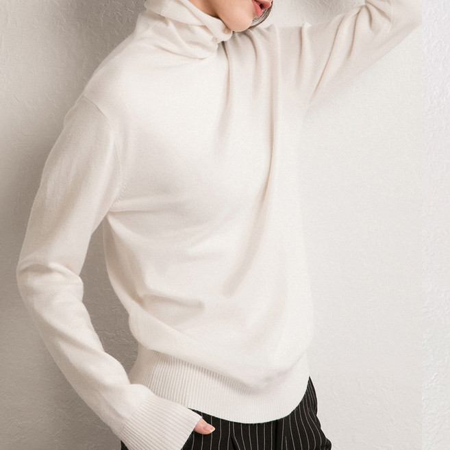 라라티나 여성용 엘린 슬림핏 부드러운 따뜻한 폴라 니트 긴팔