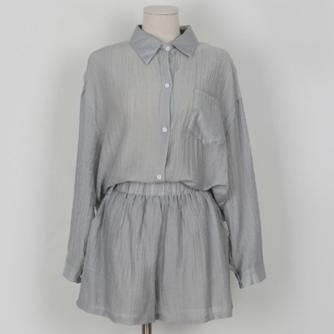 바닐라민트 프롬미스 여성용 텐셀 셔츠 + 반바지 세트