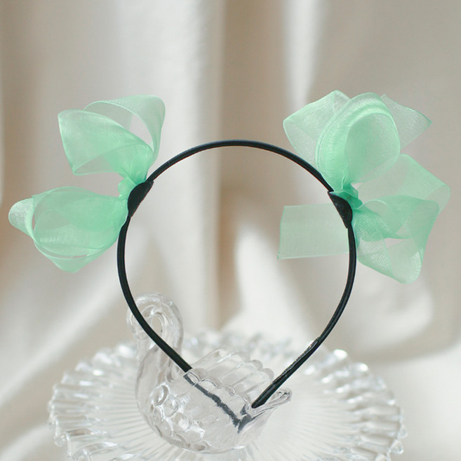 럭키밤비네 여아용 페어리 오간자 리본 헤어밴드 아동 머리띠