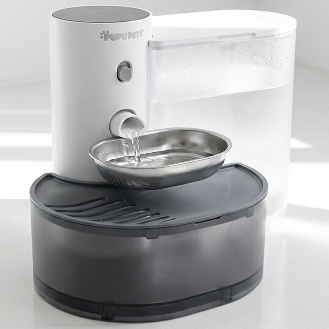 푸푸펫츠 반려동물 스마트 자동 급수기, 1개, 그레이