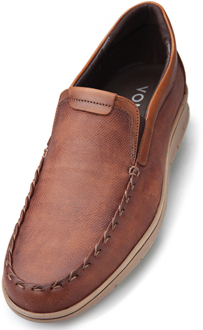 VONIN 남성용 천연소가죽 슈렁크스타일 소프트레더 사피아노 콜프 슬립온 캐주얼화 HD018TBR