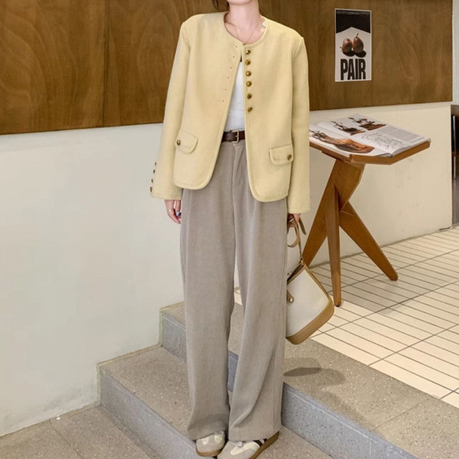 페이퍼먼츠 여성용 브일레 라운드 노카라 노멀 자켓 11541