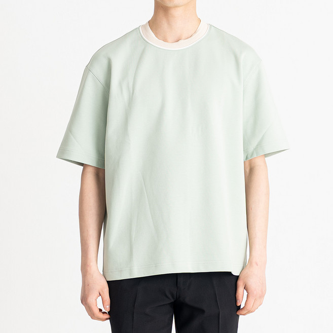 킨록 남성용 이중 조직 넥 포인트 티셔츠