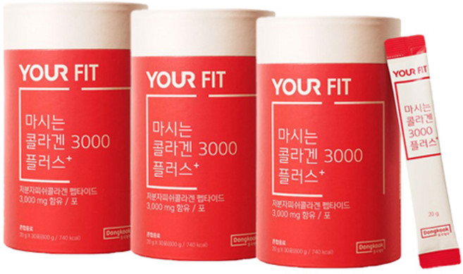 동국제약 유어핏 마시는 저분자 피쉬 콜라겐 3000 플러스 30p, 3개, 600g