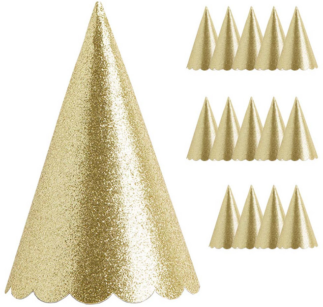 조이파티 글리터 파티고깔, 골드, 15개