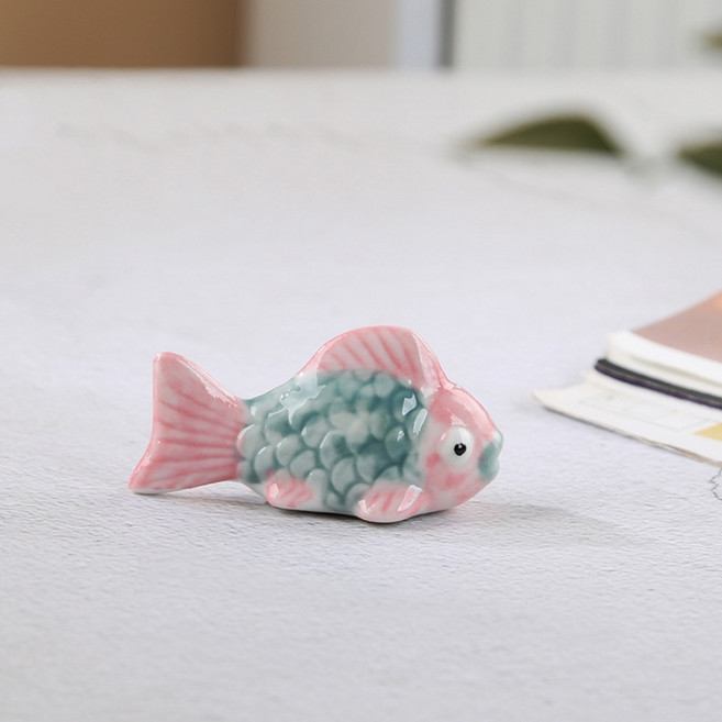 다파랑 컬러풀 물고기 주방 인테리어 수저받침대 HJ1318, 그린핑크, 4개