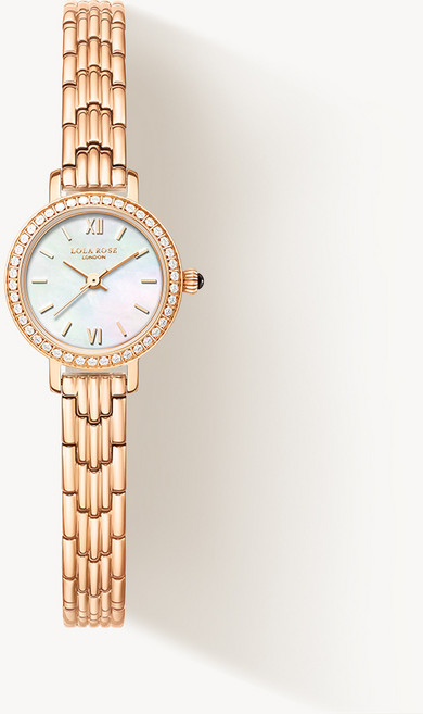 롤라로즈 여성용 Golden Halo 마더오브펄 큐빅 시계 LR4176