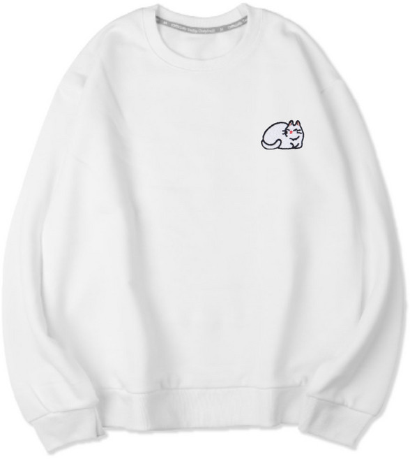 벤힛 남녀공용 빅사이즈 식빵냥 세미오버핏 소프트 기모 맨투맨