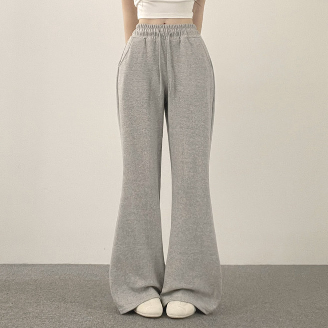 위드후이린 여성용 롱/숏 기장 클래식 세미 와이드 부츠컷 트레이닝 밴딩 팬츠